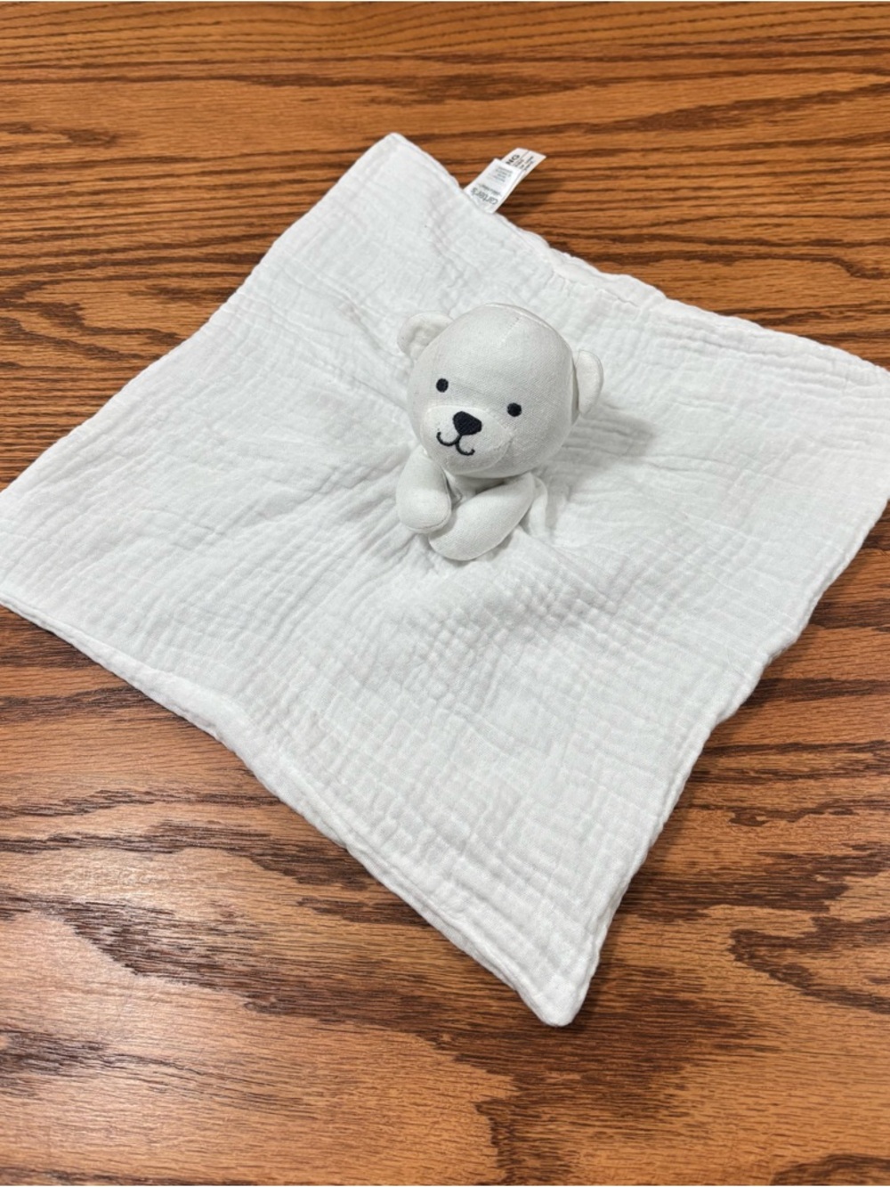 CARTERS Child of Mine White Bear Lovey Security Blanket Soft Cotton Muslin